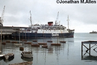 Seen berthed up against Carlisle Pier in the late 1970s is Sealink&#39;s ferry &#39;Hibernia&#39;, named after the Roman name for Ireland. ©Jonathan M.Allen